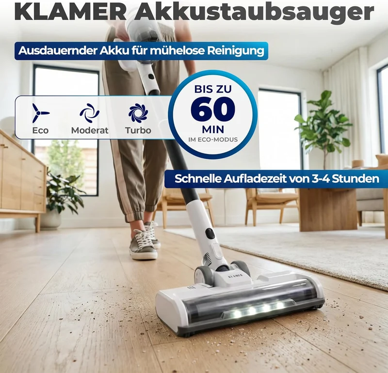 Kabelfri 2-i-1 støvsuger 460 Watt med op til 60 minutters driftstid