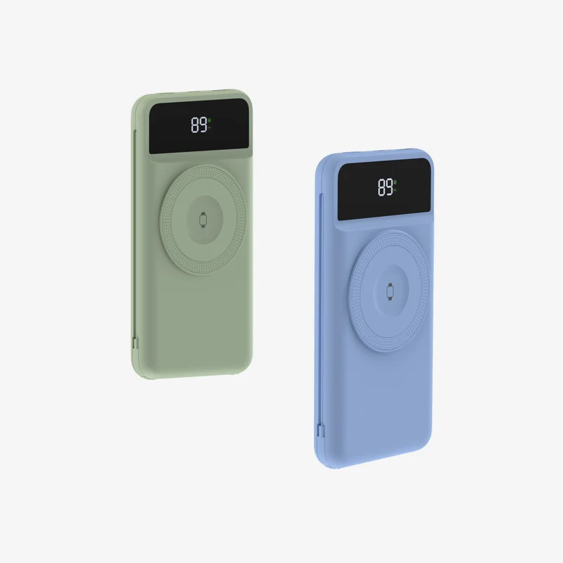 5-i-1 Powerbank 10.000 mAh - Reiselader med USB-C, Lightning, Qi og adaptere (2 stk.)
