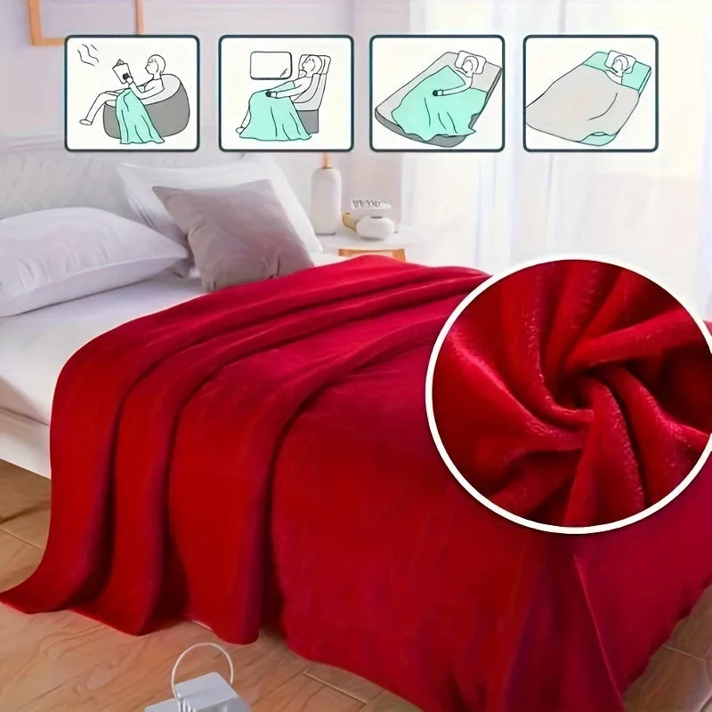 Blød fleece tæppe 150 × 200 cm | Varme hyggedecke til sofa, seng, rejser og camping