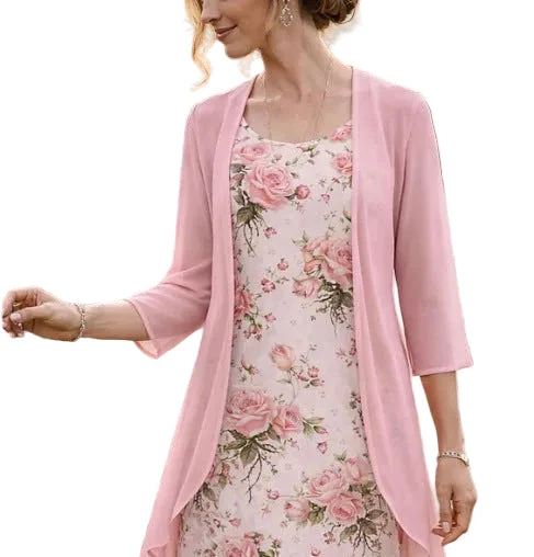 Luftigt dametøjssæt med top og cardigan i chiffon | Elegant outfit