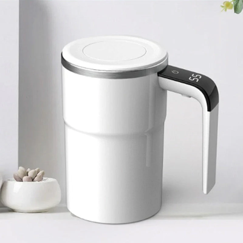 Selvrørende kop med temperaturvisning og magnetisk rørfunktion i rustfrit stål til kaffe, shakes og drikkevarer