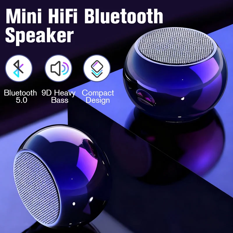Kompakt Bluetooth-højttaler med 360° HiFi-lyd og 16 timers batteri