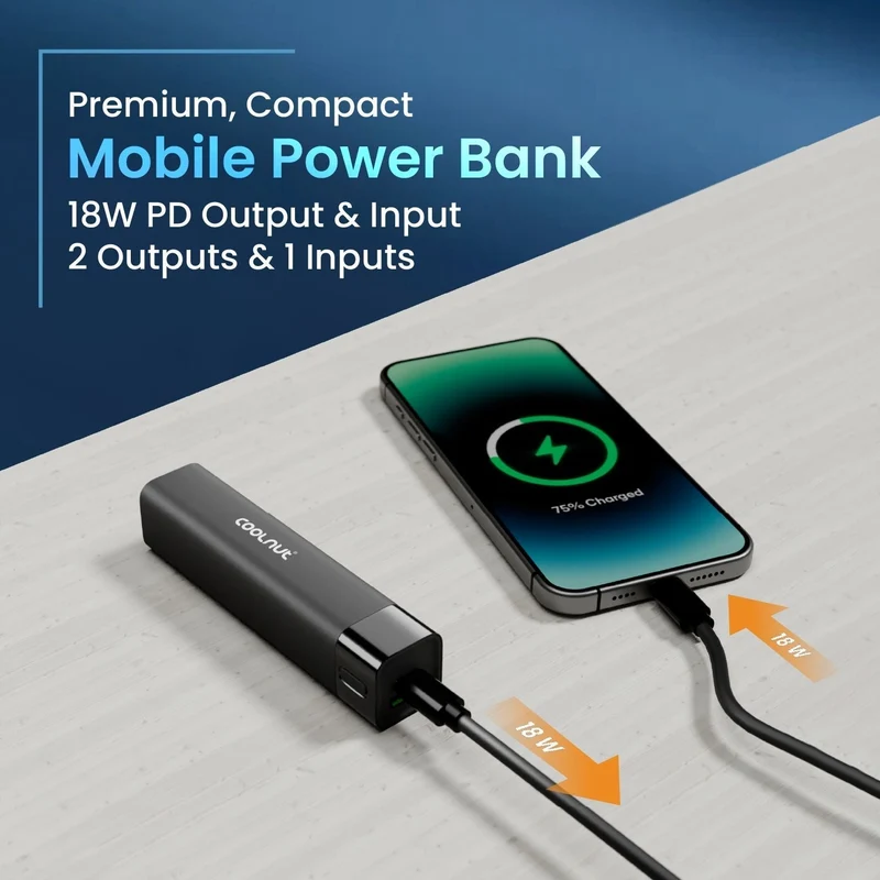 Mini Powerbank 5000 mAh – Hurtigopladnings Powerbank til rejser