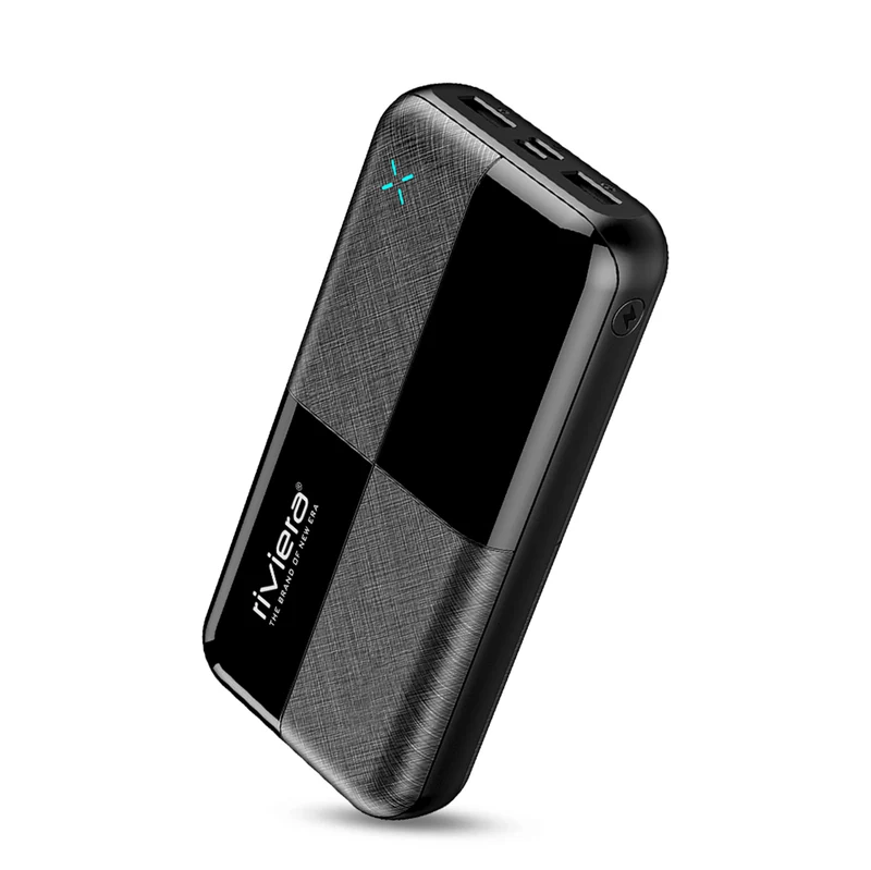 Powerbank 20000 mAh med 22,5 W hurtigoplader, USB-C, to udgange og LED-indikator