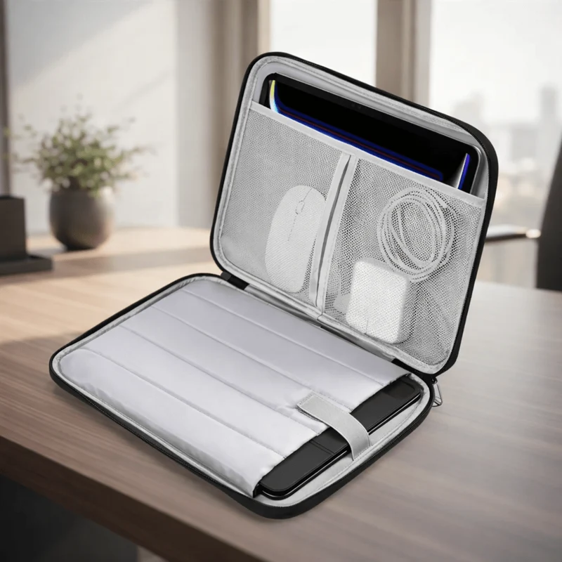 Vandtæt og stødabsorberende laptoptaske i polyester til 13,6 tommer