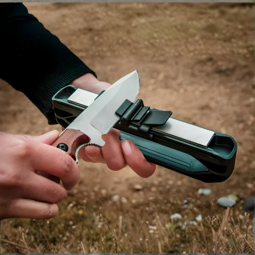 Kompakt og holdbar messerschærper med 2-trins system og vinkelguide - ideel til køkken, udendørs og værktøj