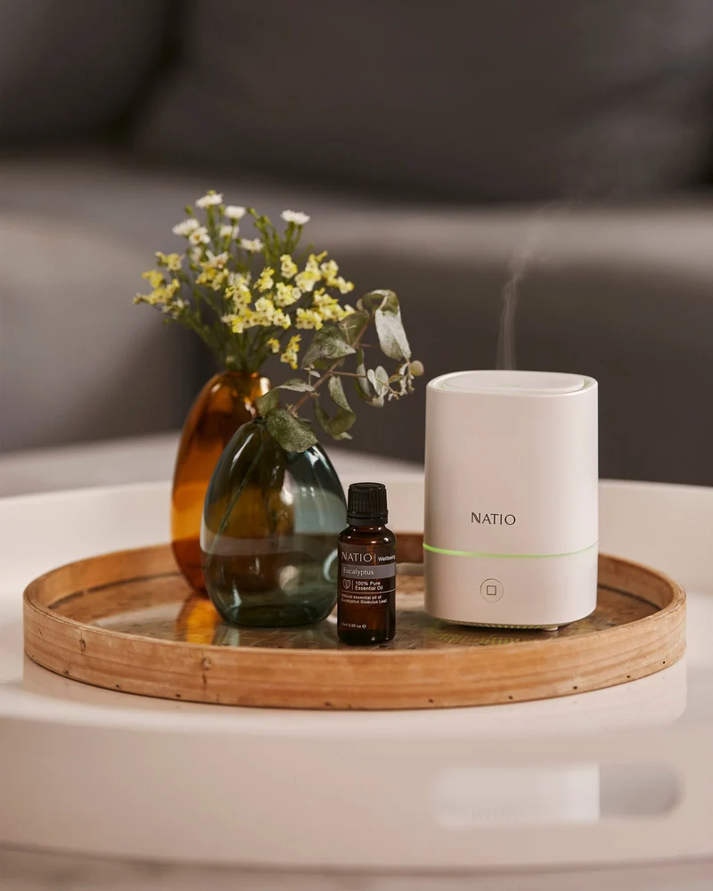 Bærbar ultralyds aromadiffusor til æteriske olier med automatisk slukning og op til 6 timers drift
