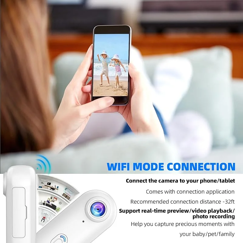 Mini WiFi Action Kamera 4K – Tragbar, Vandtæt, 360° Montering med Magnetclip