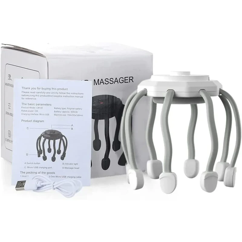 Hovedmassageapparat i form af en blæksprutte