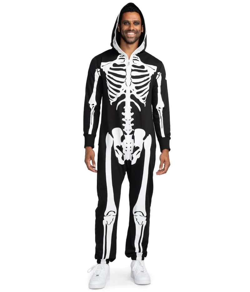 Fuldkrops Halloween Kostume til mænd med Skelet og Kranium