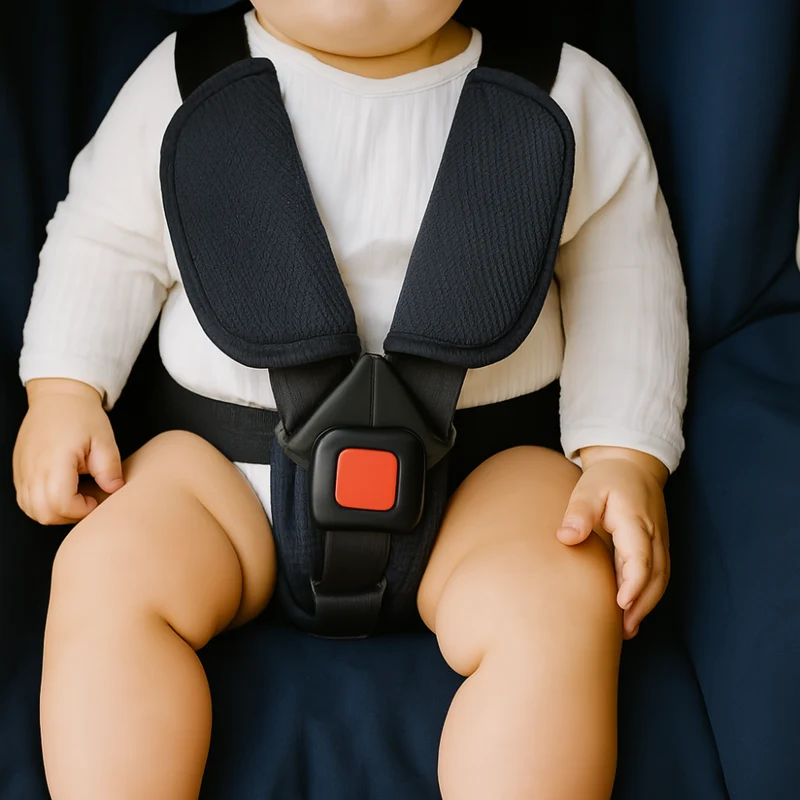 Blødt og åndbart bilsædecover til baby med sikkerhedssele