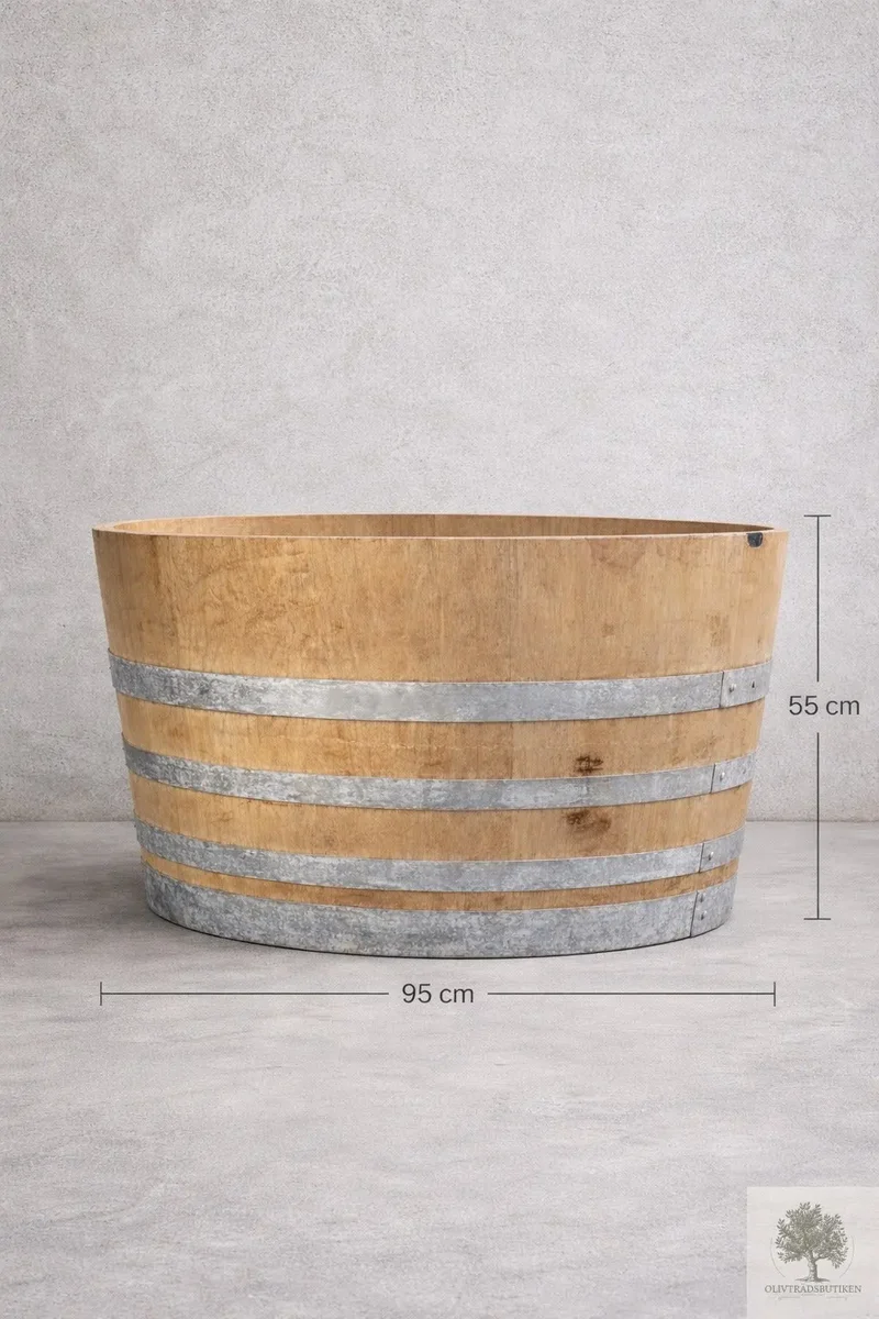 Halv vintunna XXL i ek - 95 x 55 cm