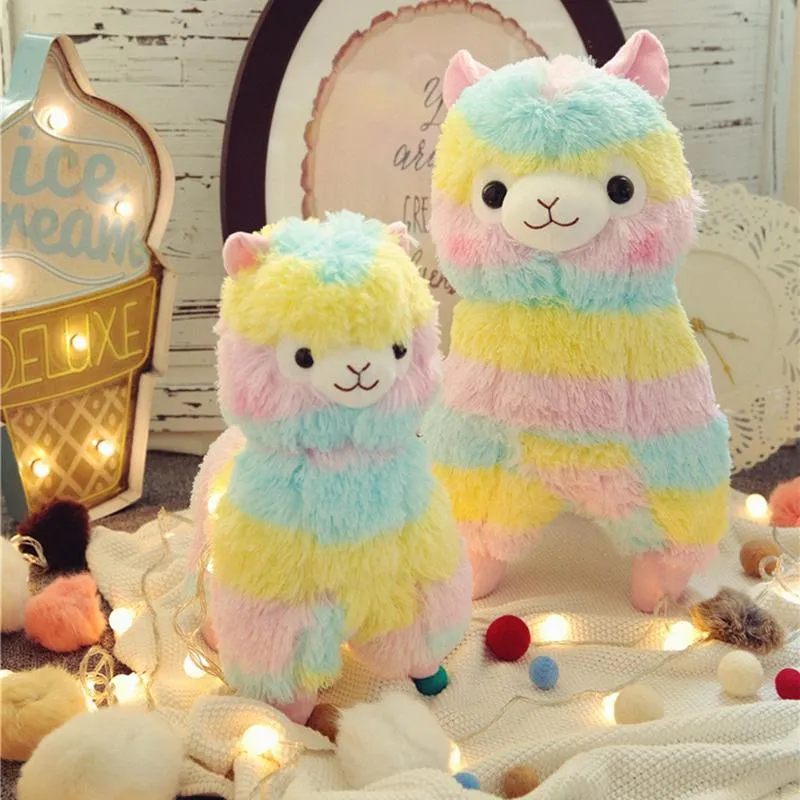 Blød Regenbogen Alpaka Plush Legetøj til Børn og Spædbørn