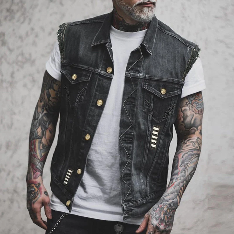 Herre Denim Vest i Moderne Design