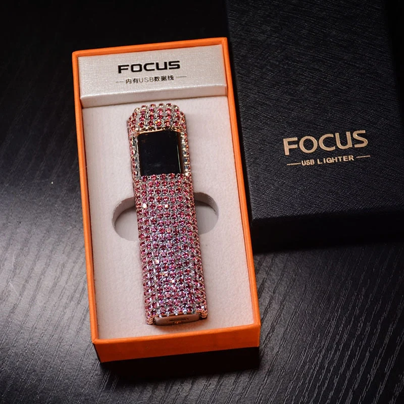 Elegant og Chic Genopladelig Lighter med Strass