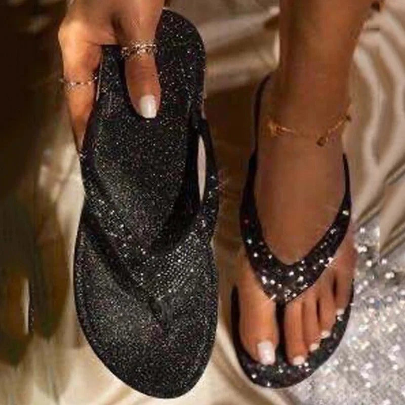 Sandaler til kvinder med strass – Luksus strandflip-flops