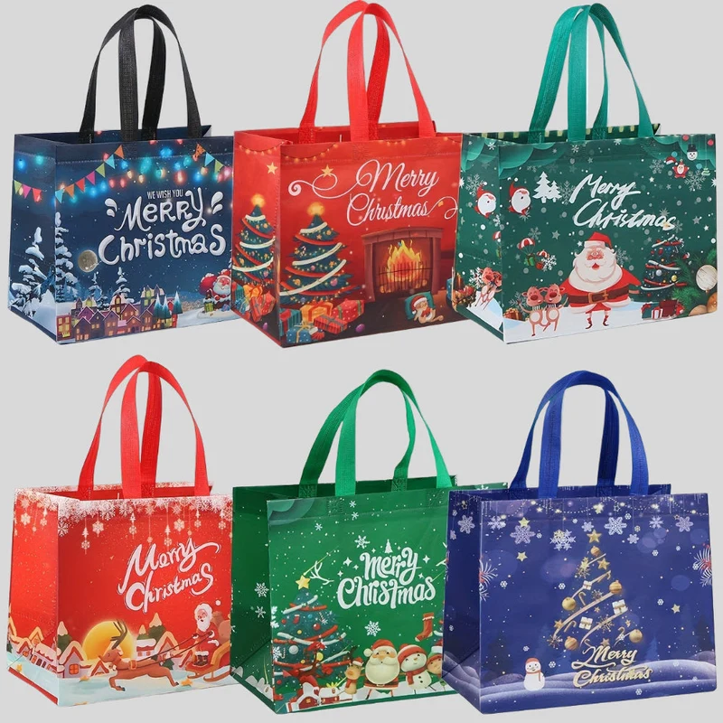 Genanvendelige juleposer, store tote til gaver