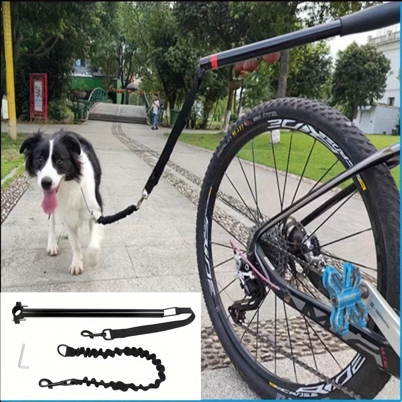 Udvidelig hundesele til cykel med aftageligt kabel og sikkerhedsdæmper
