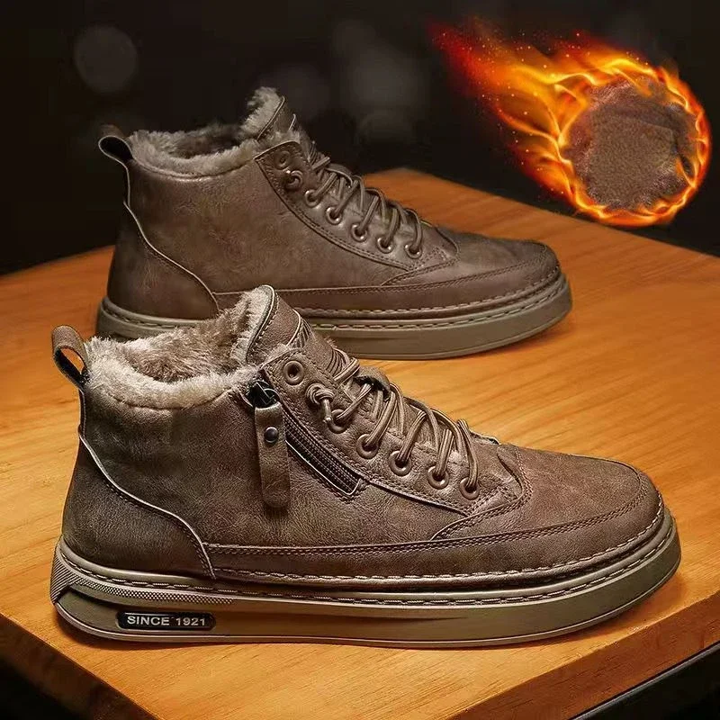 Herren Schneestiefel mit warmem Baumwollfutter und rutschfester Sohle
