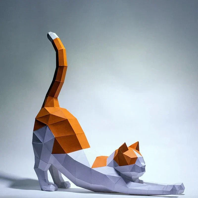 3D Papirdækning Kat - DIY Projekt - Mål 62 cm