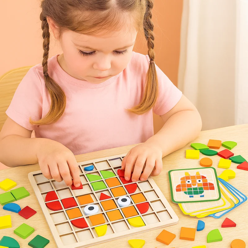 Montessori Læring Puslespil i Træ til Børn