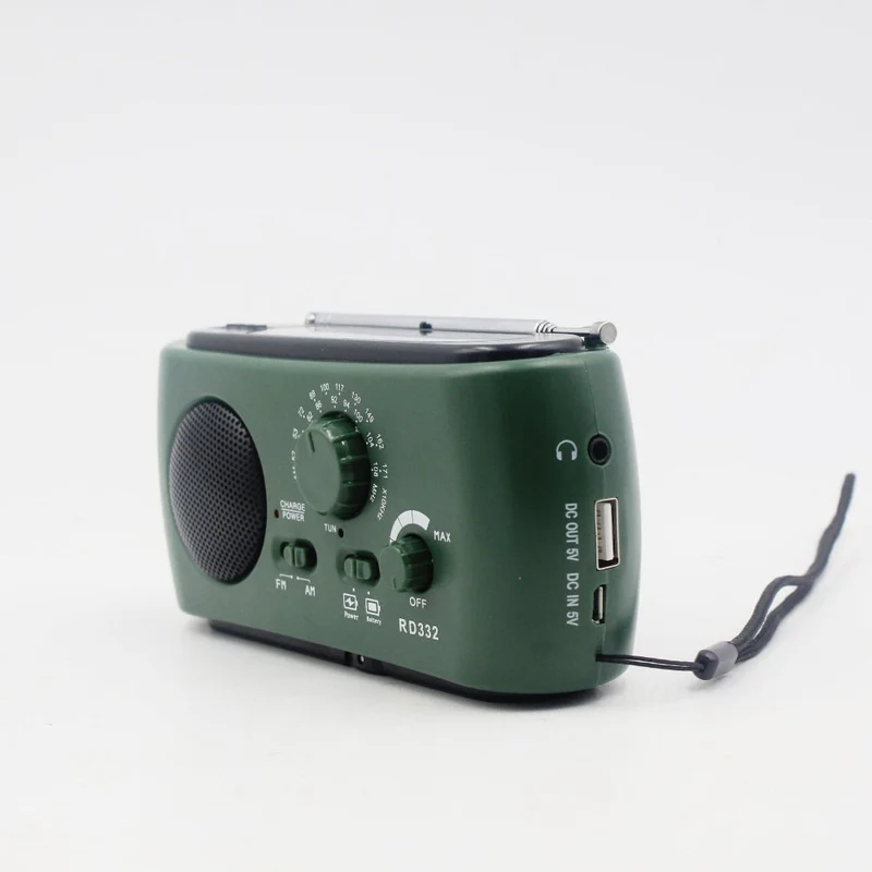 Nødradio med USB, solenergi og håndsving opladning