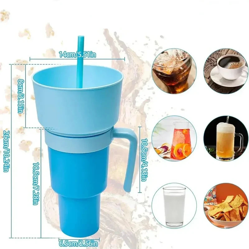 DualSip Luxe Krus til Snacks og Drikke | 2-i-1 Tasse med Lækagesikker Design til Travle Dage og Familieture