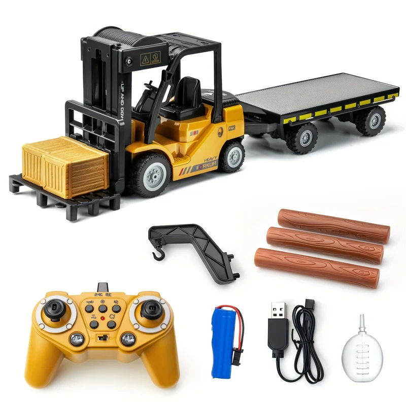 Fjernstyret Gaffeltruck – 1:24 Skala med Lys og Trailer