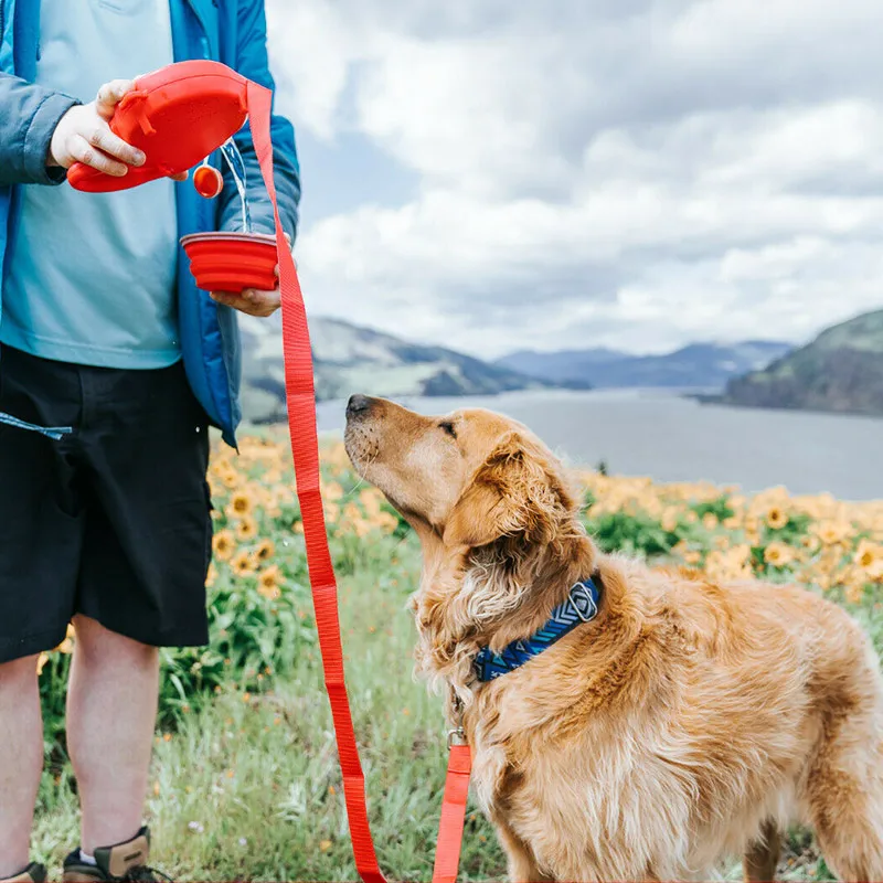 SmartPaw Kombinationssnor | Komfortabel Snor med Vandflaske, Affaldspose og Sammenklappeligt Skål
