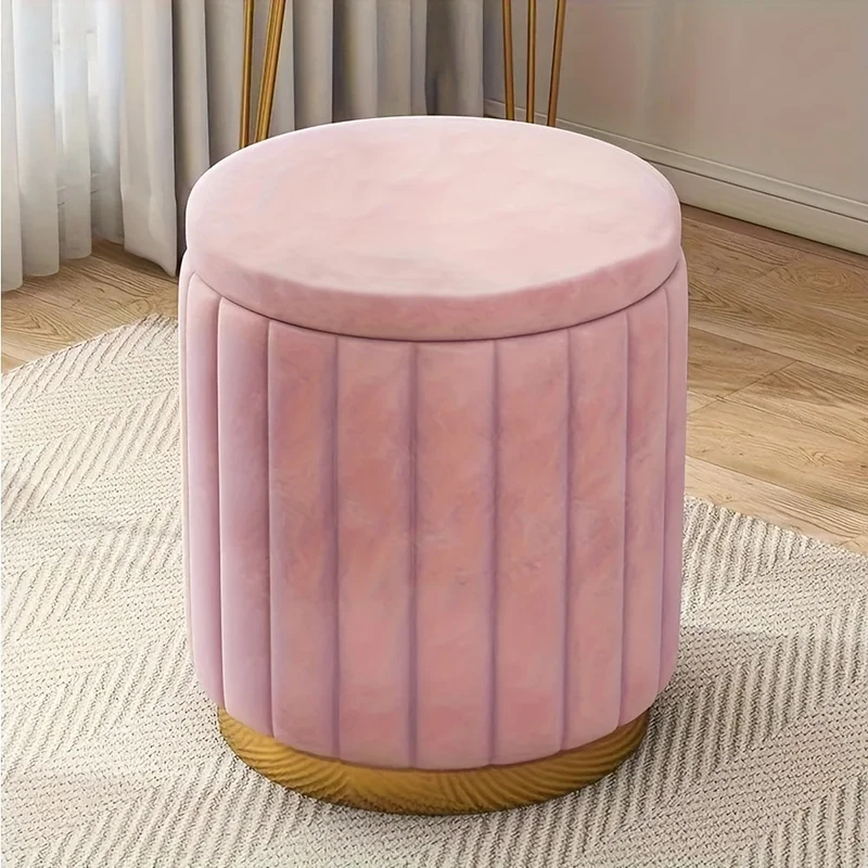 Elegant Opbevaringspuf med Spejlfinish – Rund Design