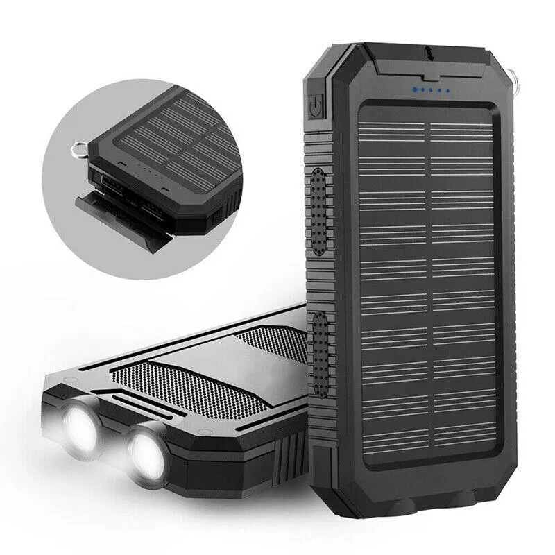 Vandtæt Powerbank med Solpanel og 20000mAh Kapacitet