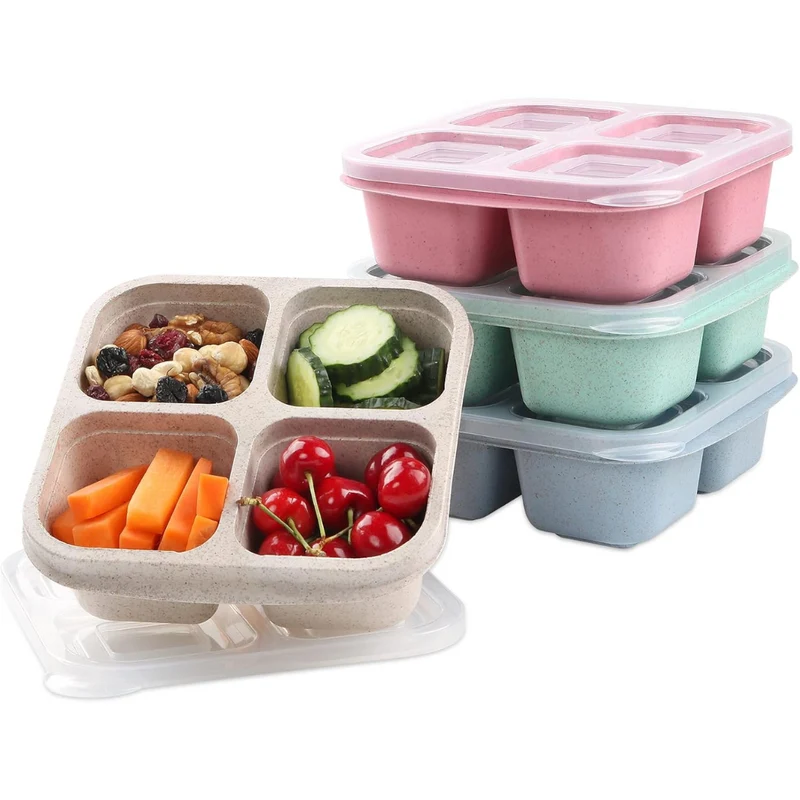 Funktionelle Madkasser i Bento-stil med 4 Rum (Sæt af 4)