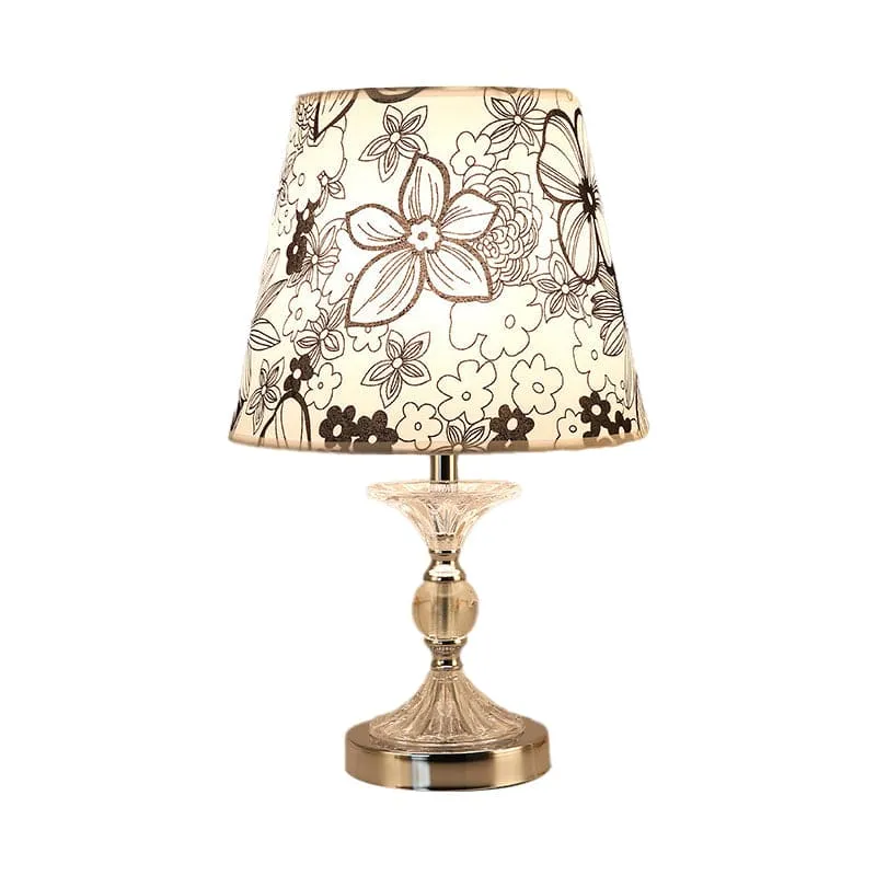 Elegant Bordlampe med Kunstnerisk Blomstermønster