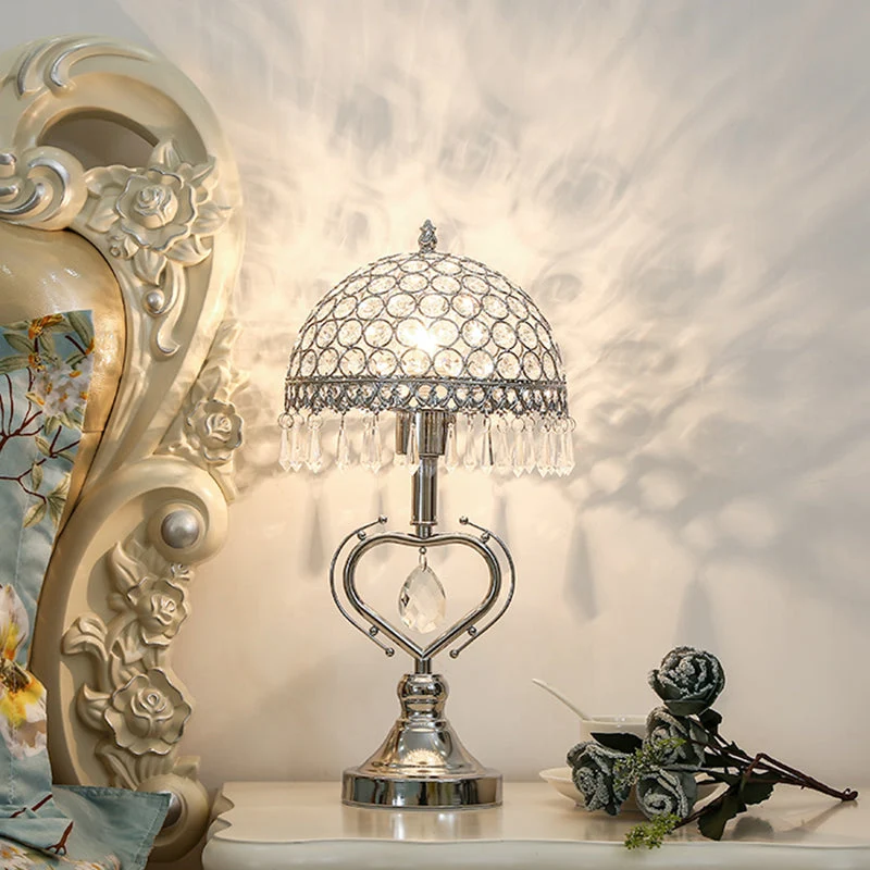Eksklusiv Halvkugle Bordlampe med Indlagte Krystaller