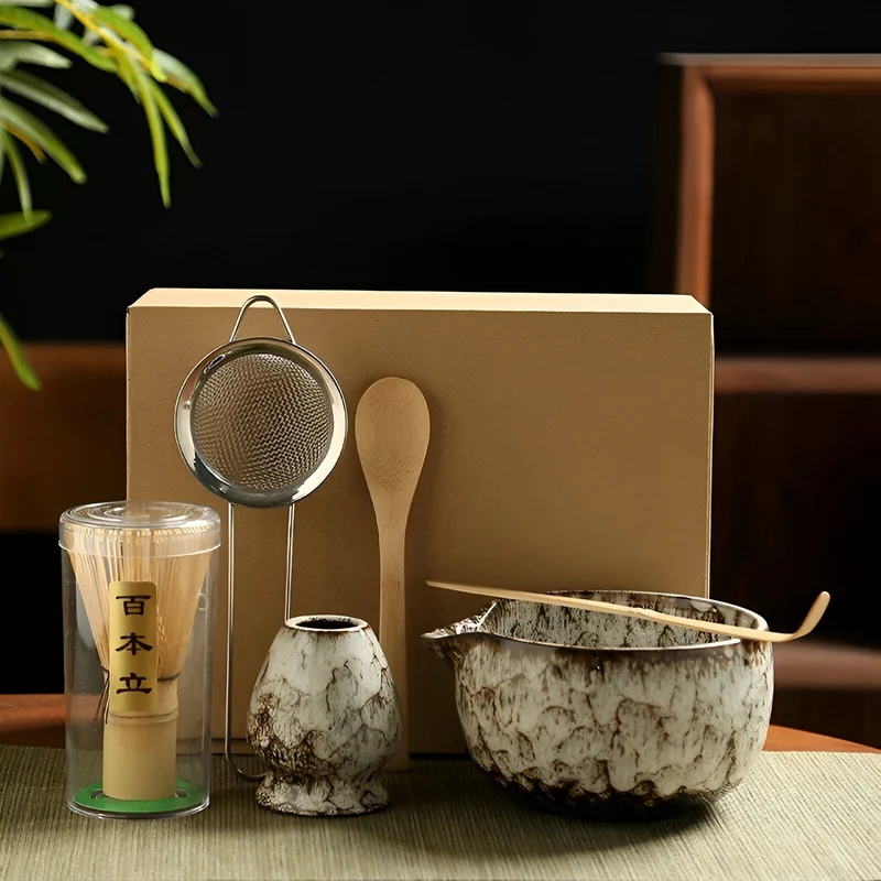 Traditionelt Matcha Sæt i Keramik - 6 dele til Te-Ceremonier