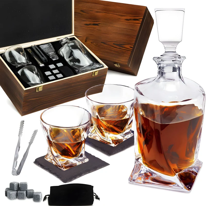Elegant Sæt til Whiskey Dekantering og Glas – SpiritusElegance