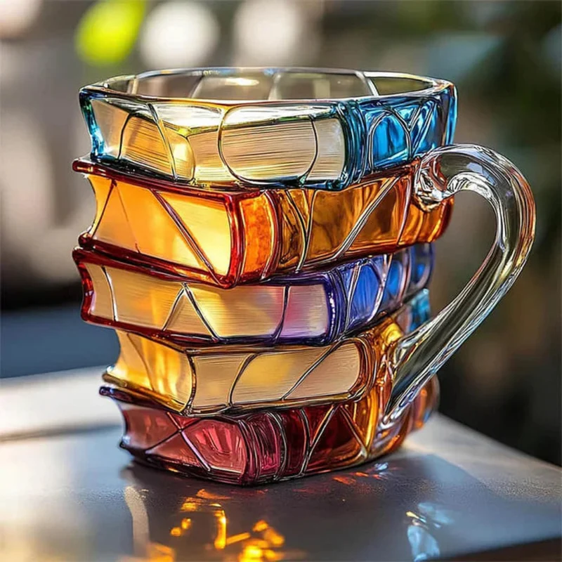 Kreativ Kaffe Krus i Glas med Bogmotiv til Litteraturelskere