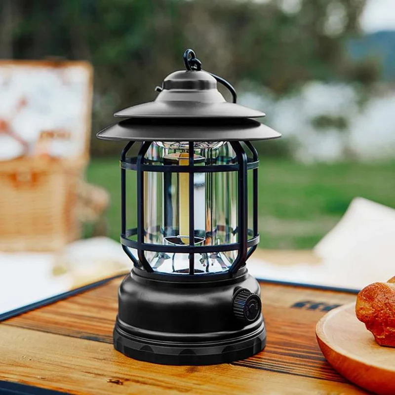 Genopladelig campinglampe – Vintage LED med justerbart lys