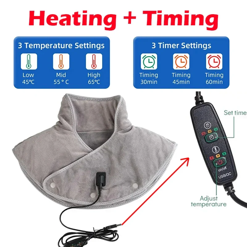 Varmemassagepude til nakke og skuldre med USB og vibration – 3 temperaturindstillinger