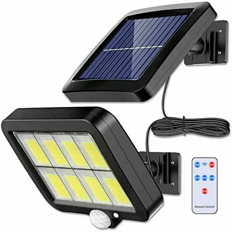 100 COB LED Solarlampe med bevægelsessensor og 3 indstillinger - IP65