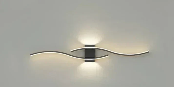 Moderne LED Væglampe i Bølgeform | 60×15 cm | Energibesparende og Blødt Lys