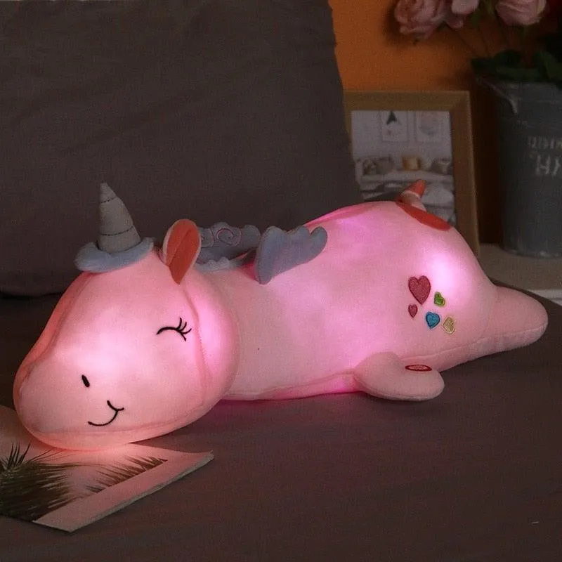 Luminerende Unicorne Bamse | Blød Legetøj med LED Regnbue | Perfekt Gave til Børn