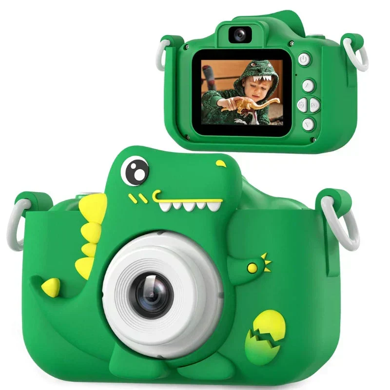 Digitalkamera til børn med HD-funktion og dinosauruss design til første fotoeventyr