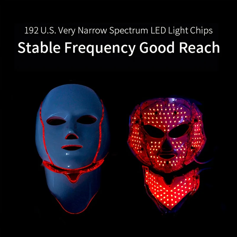 LED Ansigts- og Halsmaske med 7 Farver – Genopladelig USB Hudplejeenhed