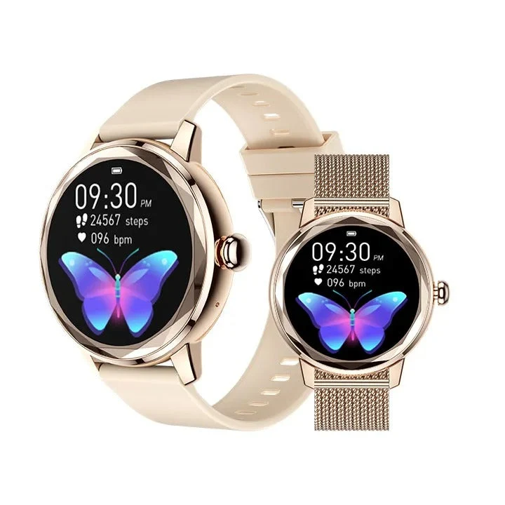 Smart guld smartwatch til kvinder – luksuriøs sportsur i rustfrit stål