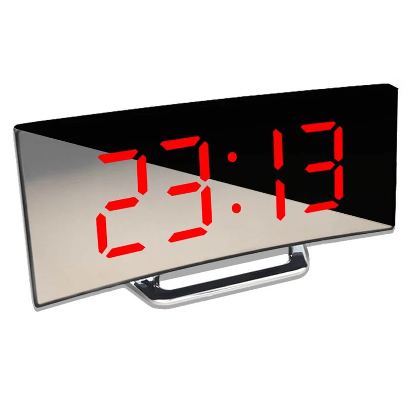 Moderne Digitalur med Alarm og Bølget LED-display