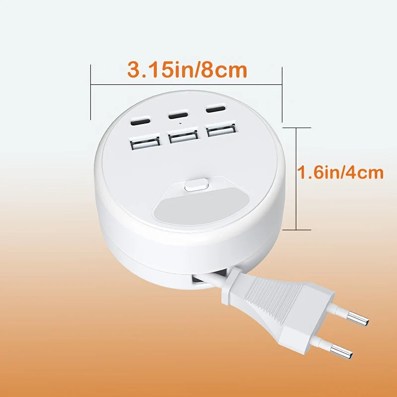 Smart stikdåse med USB-ladning – 3 USB-A og 3 USB-C porte