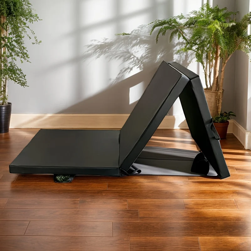 Sammenklappelig yoga måtte med tykk polstring og skridsikker overflade