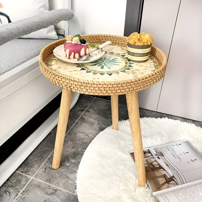 Rund Rattan Sofabord – Håndlavet Skandinavisk Design
