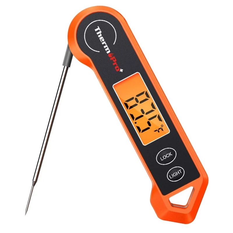 Digital meat thermometer with accurate readings and backlit display